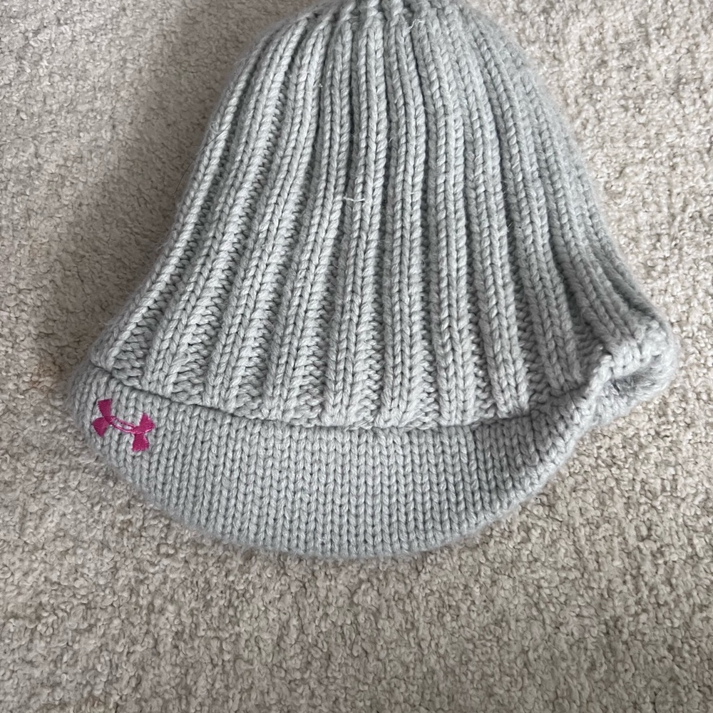 Under Armour Kids' Knit Beanie in Gray and Pink